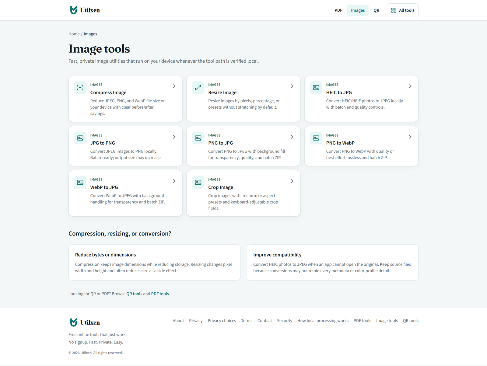 Utilxen image tools overview page